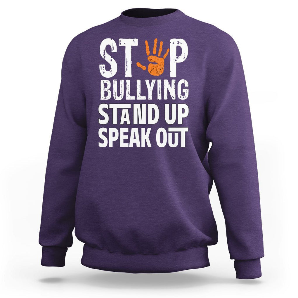 Anti Bullying Sweatshirt Stop Bullying Orange Stand Up Speak Out TS02 Purple Printyourwear