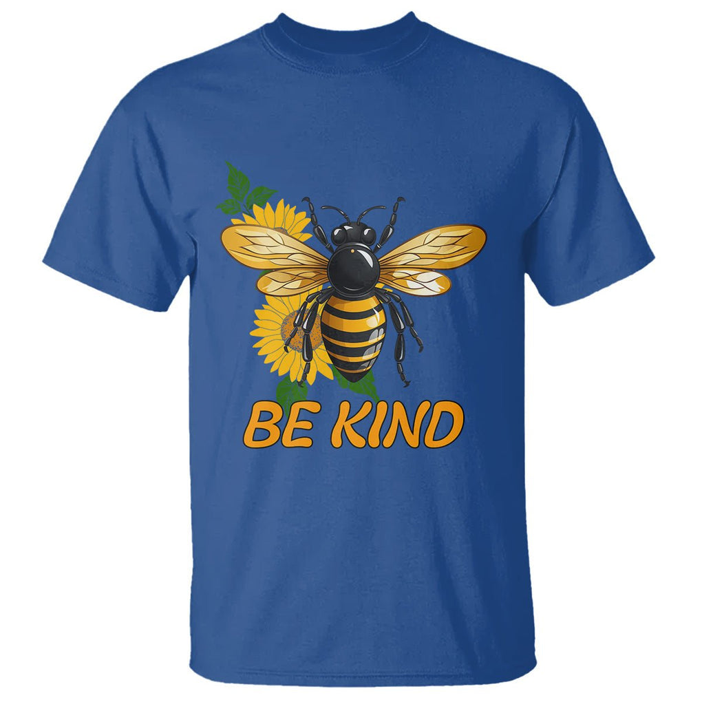 Anti Bullying T Shirt Be Kind Floral Bee Choose Kindness TS02 Royal Blue Printyourwear