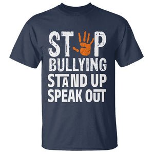 Anti Bullying T Shirt Stop Bullying Orange Stand Up Speak Out TS02 Navy Printyourwear