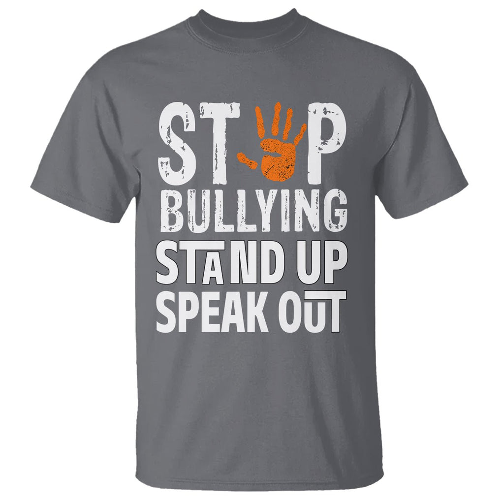 Anti Bullying T Shirt Stop Bullying Orange Stand Up Speak Out TS02 Charcoal Printyourwear