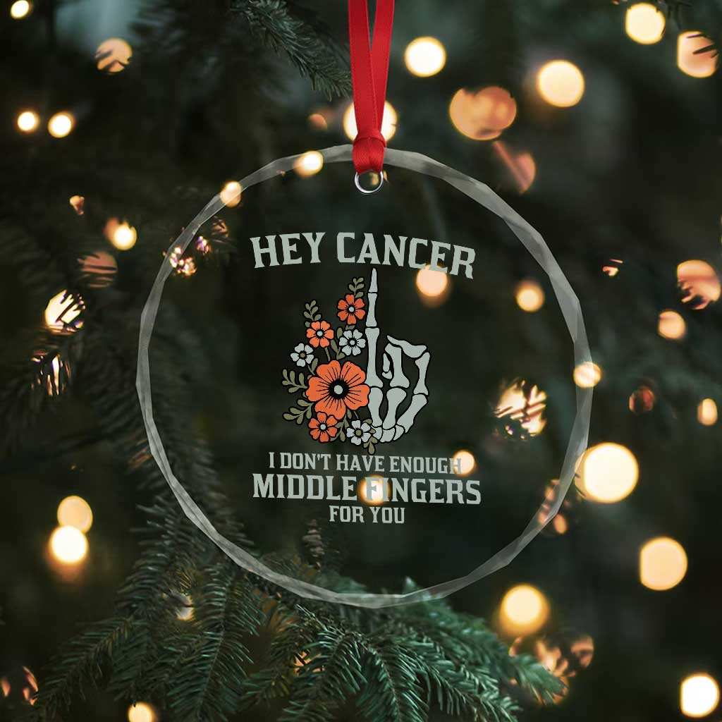 Anti Cancer Skeleton Middle Finger Crystal Glass Ornament Floral Fck Cancer TS02 Print Your Wear