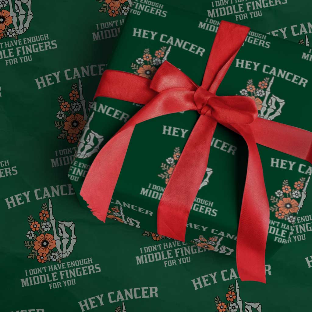 Anti Cancer Skeleton Middle Finger Wrapping Paper Roll Floral Fck Cancer TS02 Green Print Your Wear