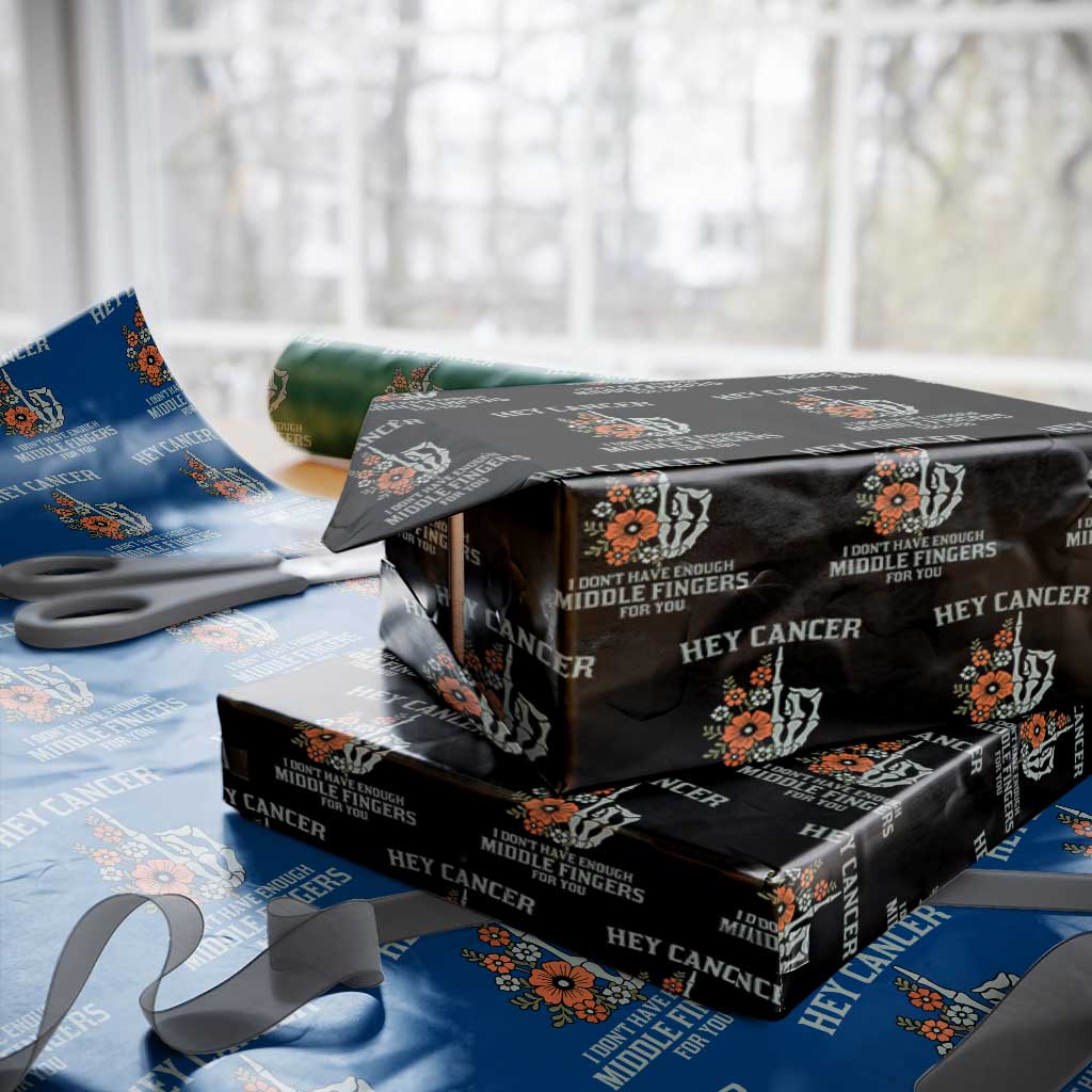 Anti Cancer Skeleton Middle Finger Wrapping Paper Roll Floral Fck Cancer TS02 Black Print Your Wear