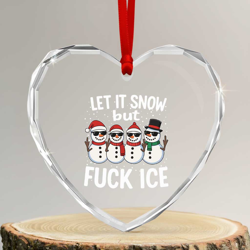 Anti ICE Christmas Heart Crystal Glass Ornament Funny Snowman Cute Finger Let It Snow Funny FDT TS10 Transparent Glass 3'' Heart Print Your Wear