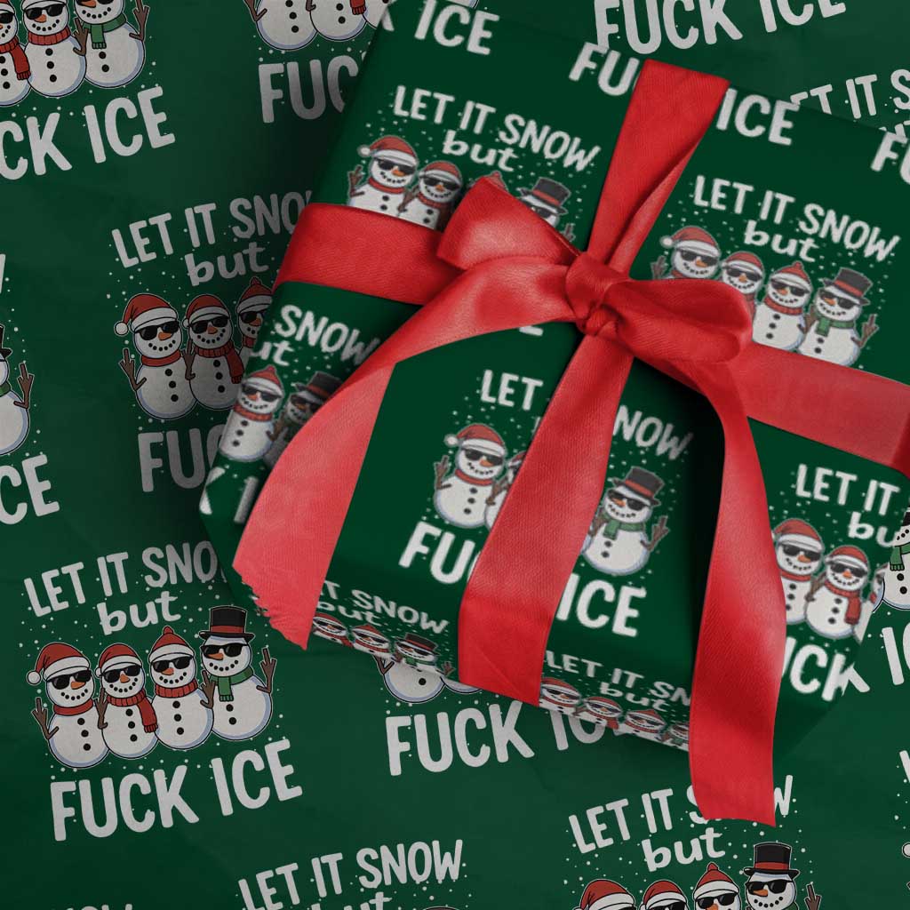 Anti ICE Christmas Wrapping Paper Roll Funny Snowman Cute Finger Let It Snow Funny FDT TS10 Green Print Your Wear