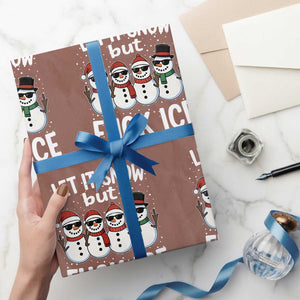 Anti ICE Christmas Wrapping Paper Roll Funny Snowman Cute Finger Let It Snow Funny FDT TS10 Mocha Print Your Wear