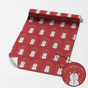 Anti ICE Christmas Wrapping Paper Roll Let It Snow But Fuck Ice Cute Snowman Winter TS10 Red Print Your Wear