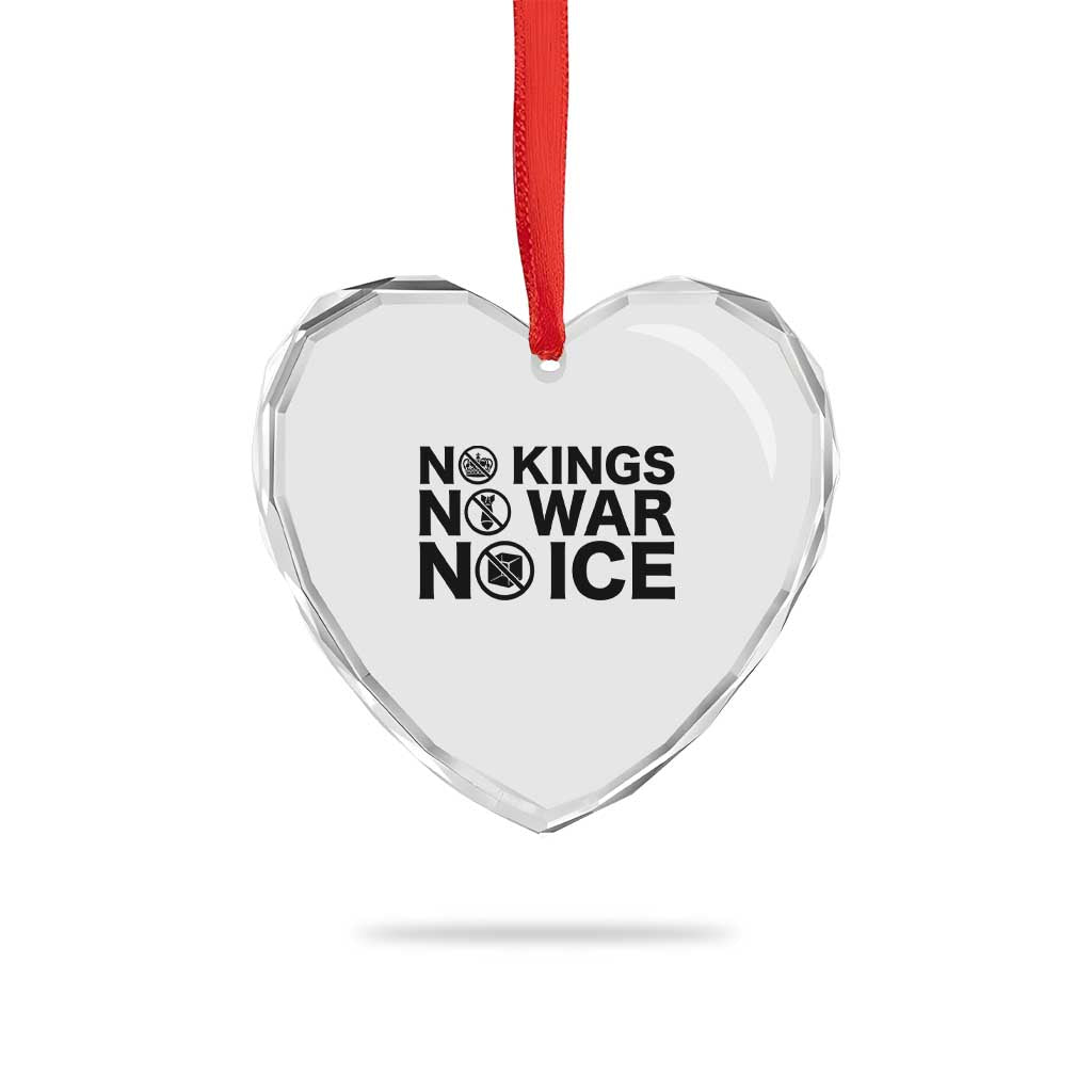 Anti Monarchy Political Heart Crystal Glass Ornament No Kings No Wars No Ice TS12 Print Your Wear