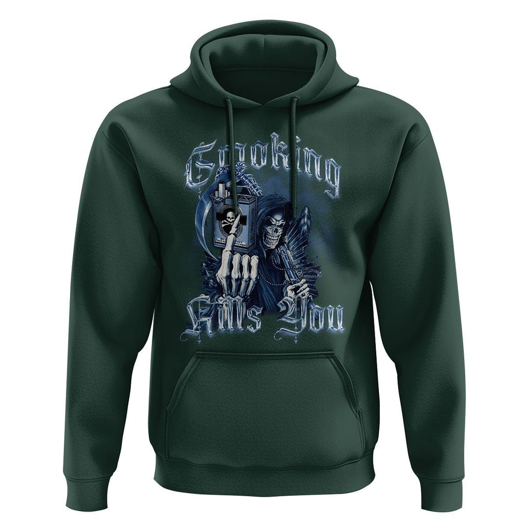 Anti Smoking Hoodie Smoking Kills You Skeleton Death TS09 Dark Forest Green Print Your Wear