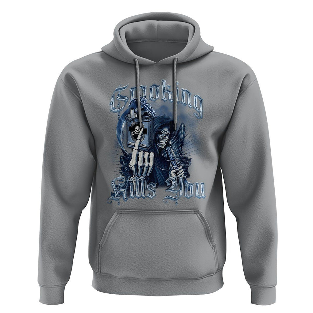 Anti Smoking Hoodie Smoking Kills You Skeleton Death TS09 Sport Gray Print Your Wear
