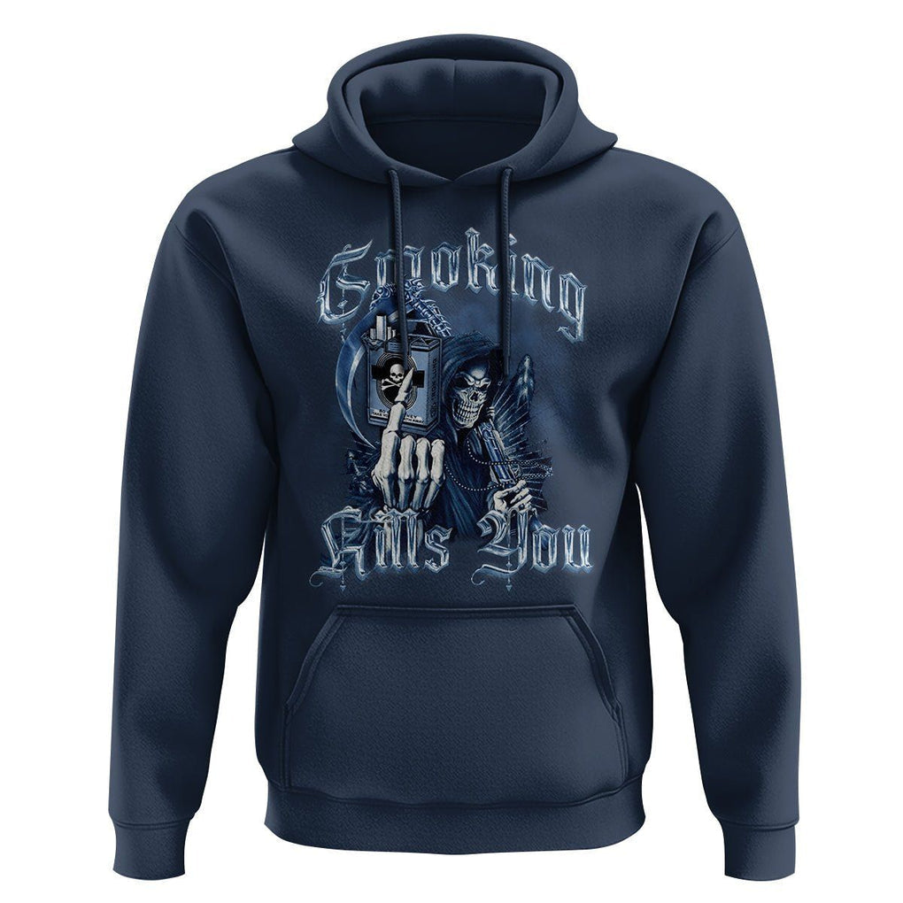Anti Smoking Hoodie Smoking Kills You Skeleton Death TS09 Navy Print Your Wear