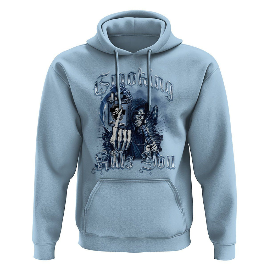 Anti Smoking Hoodie Smoking Kills You Skeleton Death TS09 Light Blue Print Your Wear