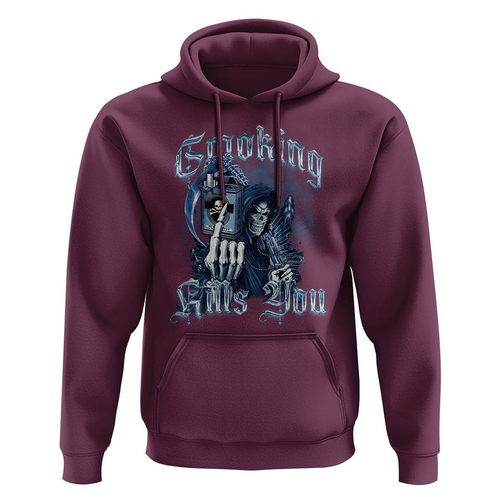 Anti Smoking Hoodie Smoking Kills You Skeleton Death TS09 Maroon Print Your Wear