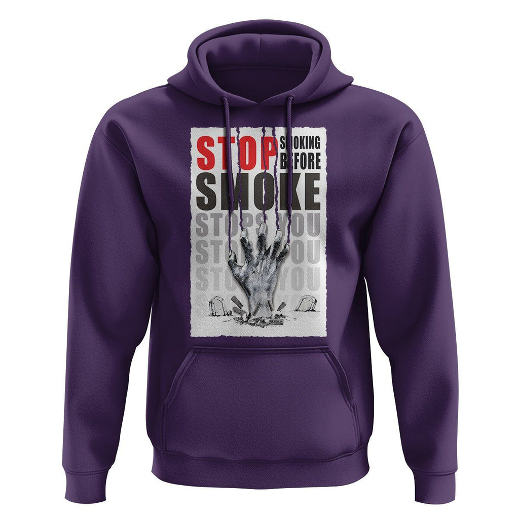 Anti Smoking Hoodie Stop Smoking Before Smoke Stops You TS09 Purple Print Your Wear