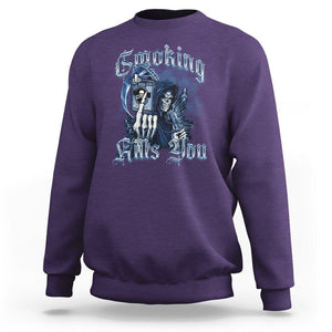 Anti Smoking Sweatshirt Smoking Kills You Skeleton Death TS09 Purple Print Your Wear