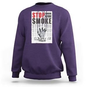 Anti Smoking Sweatshirt Stop Smoking Before Smoke Stops You TS09 Purple Print Your Wear