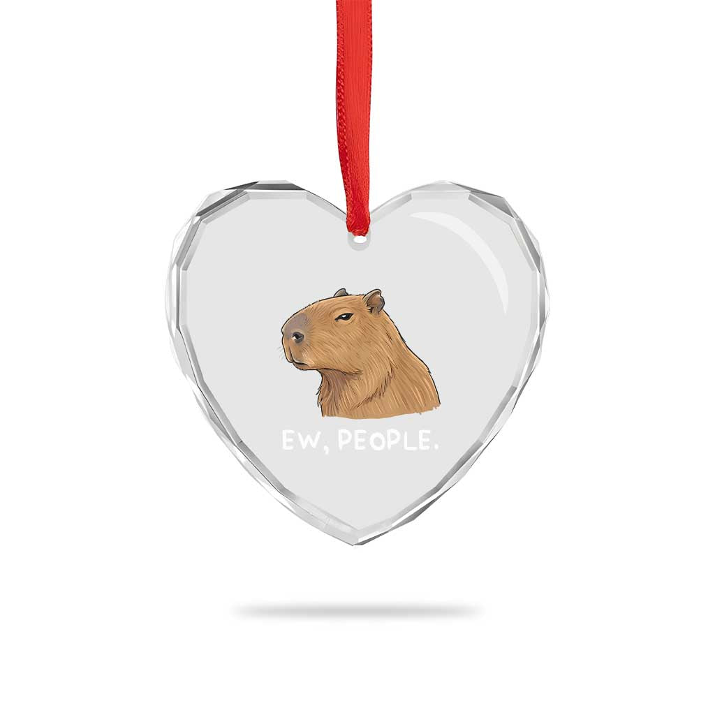 Anti Social Capybara Meme Heart Crystal Glass Ornament Ew People Sarcastic Funny Introvert Gift TS02 Print Your Wear