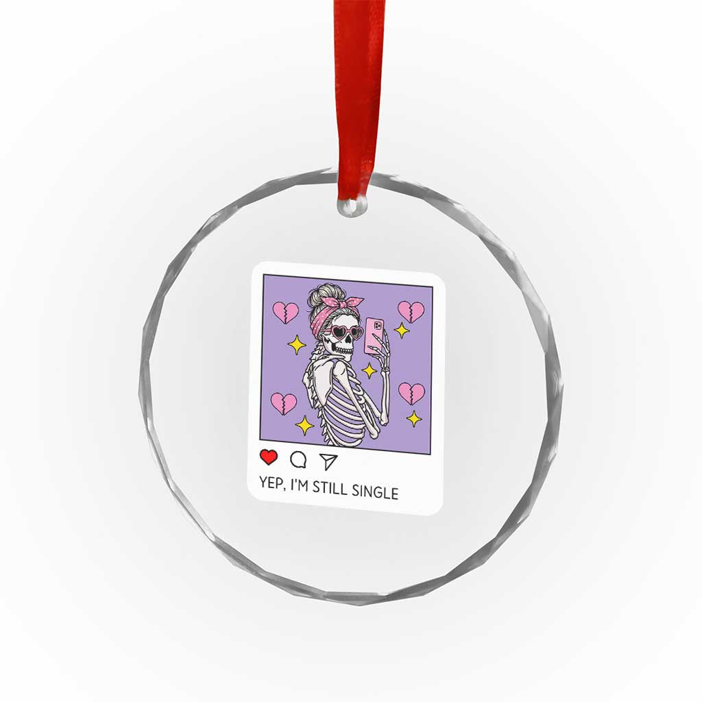 Anti Valentine Crystal Glass Ornament Funny Skeleton Selfie Meme TS14 Print Your Wear