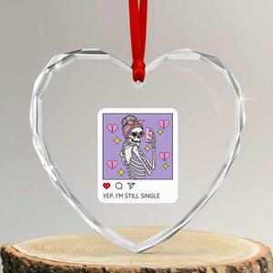 Anti Valentine Heart Crystal Glass Ornament Funny Skeleton Selfie Meme TS14 Transparent Glass 3'' Heart Print Your Wear