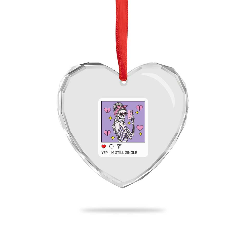 Anti Valentine Heart Crystal Glass Ornament Funny Skeleton Selfie Meme TS14 Print Your Wear