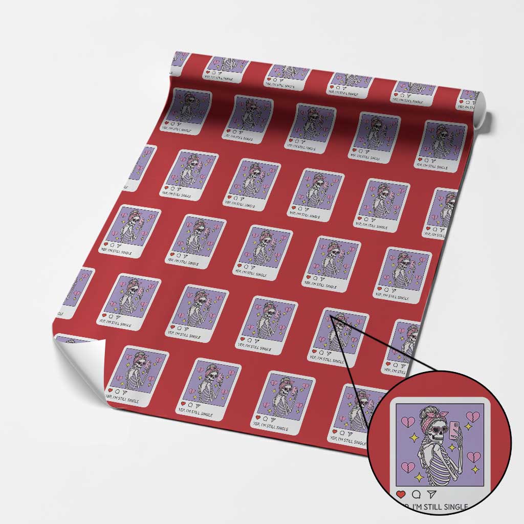 Anti Valentine Wrapping Paper Roll Funny Skeleton Selfie Meme TS14 Red Print Your Wear