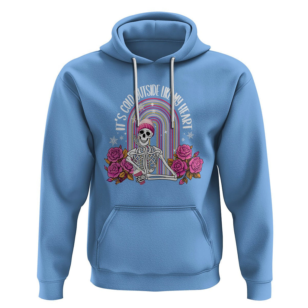 Anti Valentine's Day Hoodie It's Cold Outside Like My Heart Skeleton TS09 Carolina Blue Printyourwear