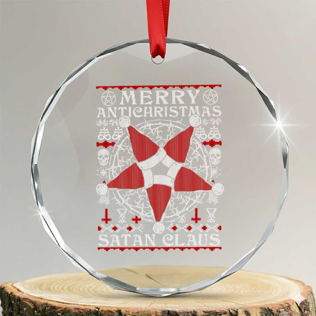 Anti Xmas Crystal Glass Ornament Merry Antichristmas Noel Hat Pentagram TS09 Transparent Glass 3'' Circle Print Your Wear