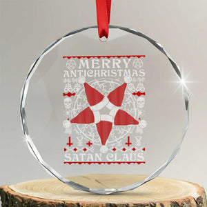 Anti Xmas Crystal Glass Ornament Merry Antichristmas Noel Hat Pentagram TS09 Transparent Glass 3'' Circle Print Your Wear