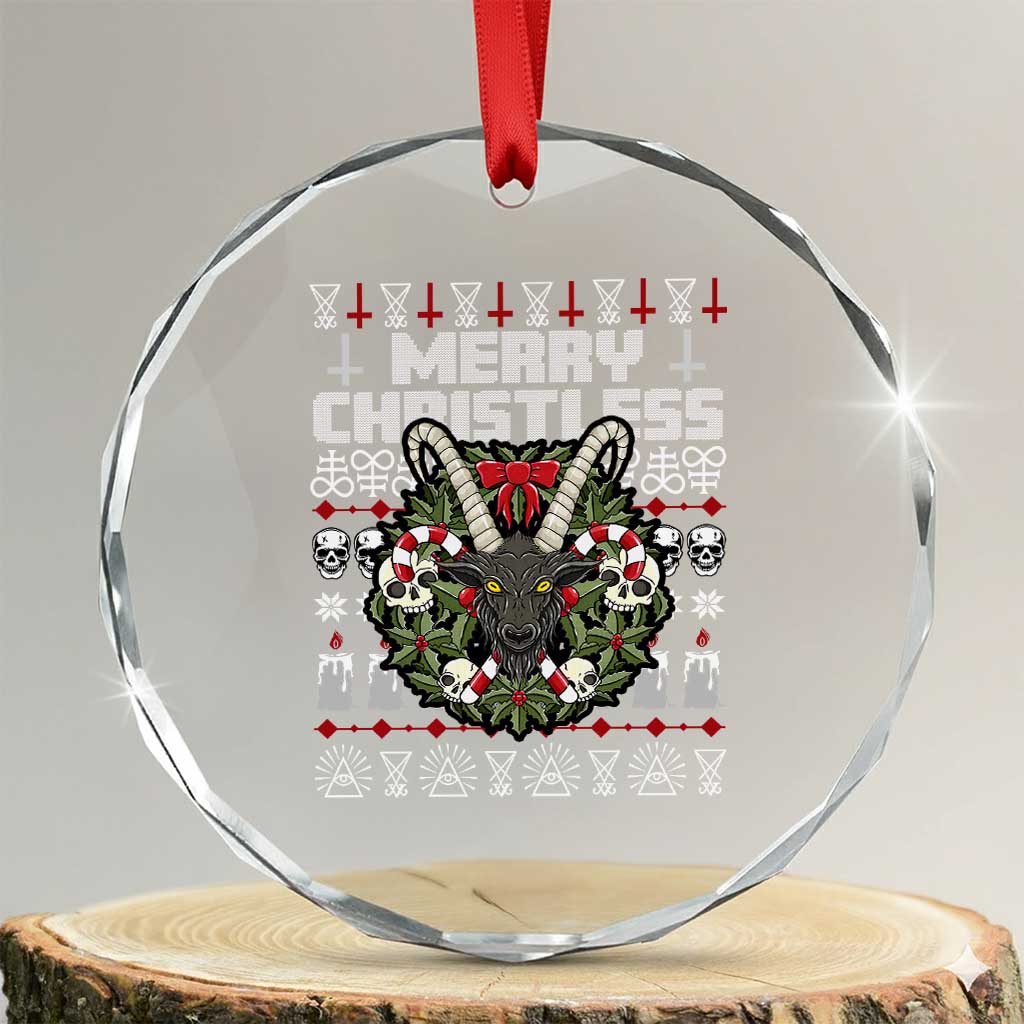 Anti Xmas Crystal Glass Ornament Merry Christless Satan Baphomet Wreath TS09 Transparent Glass 3'' Circle Print Your Wear
