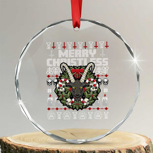 Anti Xmas Crystal Glass Ornament Merry Christless Satan Baphomet Wreath TS09 Transparent Glass 3'' Circle Print Your Wear