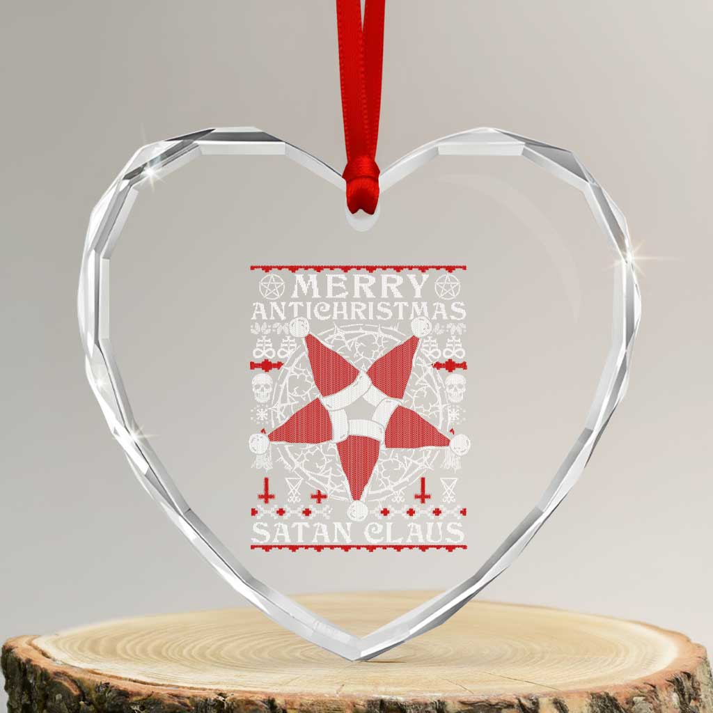 Anti Xmas Heart Crystal Glass Ornament Merry Antichristmas Noel Hat Pentagram TS09 Transparent Glass 3'' Heart Print Your Wear