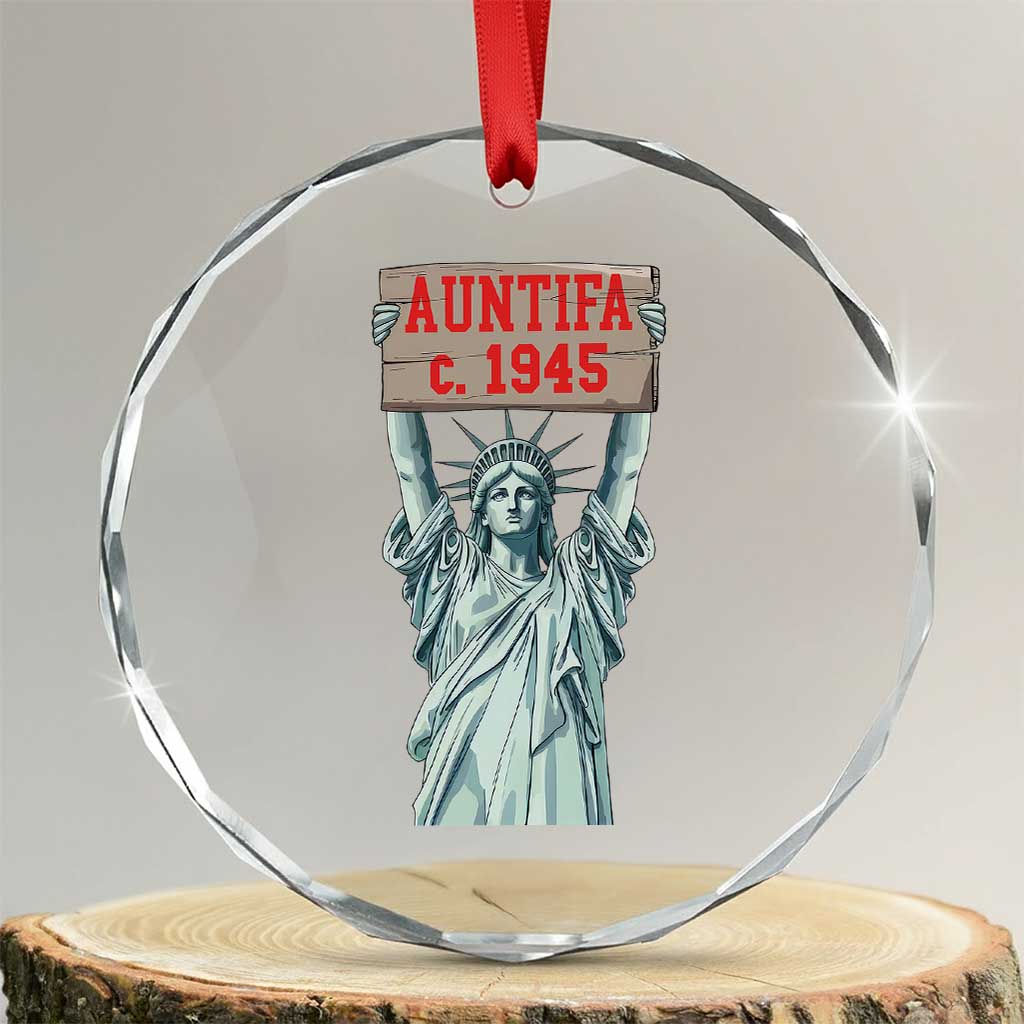 Antifa Fascism Crystal Glass Ornament Statue of Liberty Anti Fascism Patriotic TS14 Transparent Glass 3'' Circle Print Your Wear
