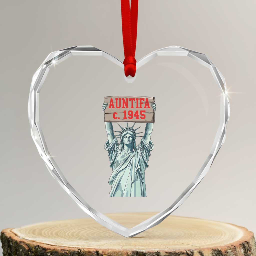 Antifa Fascism Heart Crystal Glass Ornament Statue of Liberty Anti Fascism Patriotic TS14 Transparent Glass 3'' Heart Print Your Wear