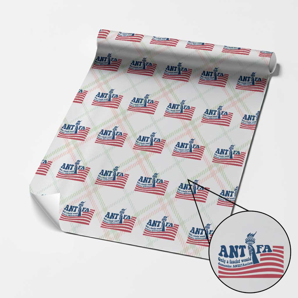 Antifa Fascism Patriotic Wrapping Paper Roll Antifascist Statue of Liberty TS14 Christmas Plaid Print Your Wear