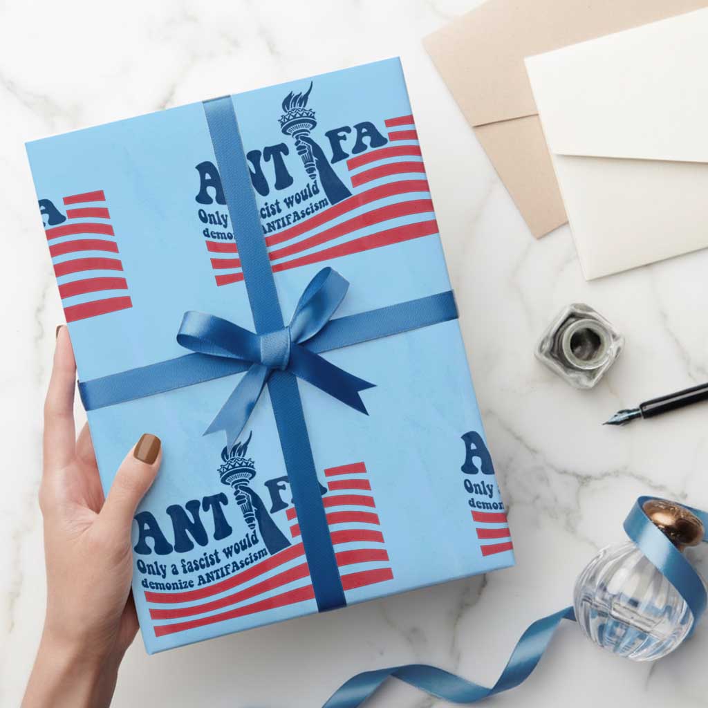 Antifa Fascism Patriotic Wrapping Paper Roll Antifascist Statue of Liberty TS14 Light Blue Print Your Wear
