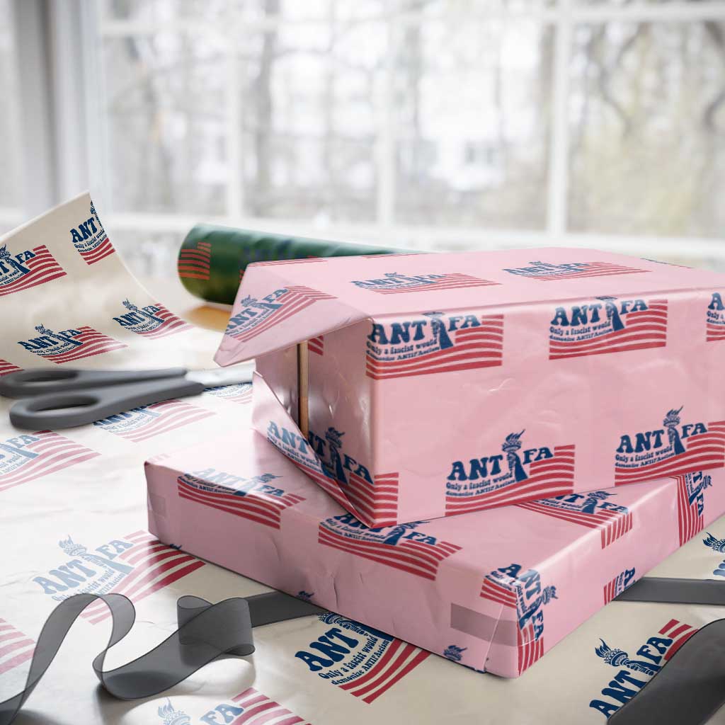 Antifa Fascism Patriotic Wrapping Paper Roll Antifascist Statue of Liberty TS14 Light Pink Print Your Wear