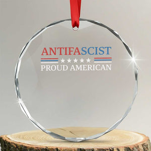 Antifascist Proud American Crystal Glass Ornament Fight Fascism Protest Liberal Democrat TS11 Transparent Glass 3'' Circle Print Your Wear