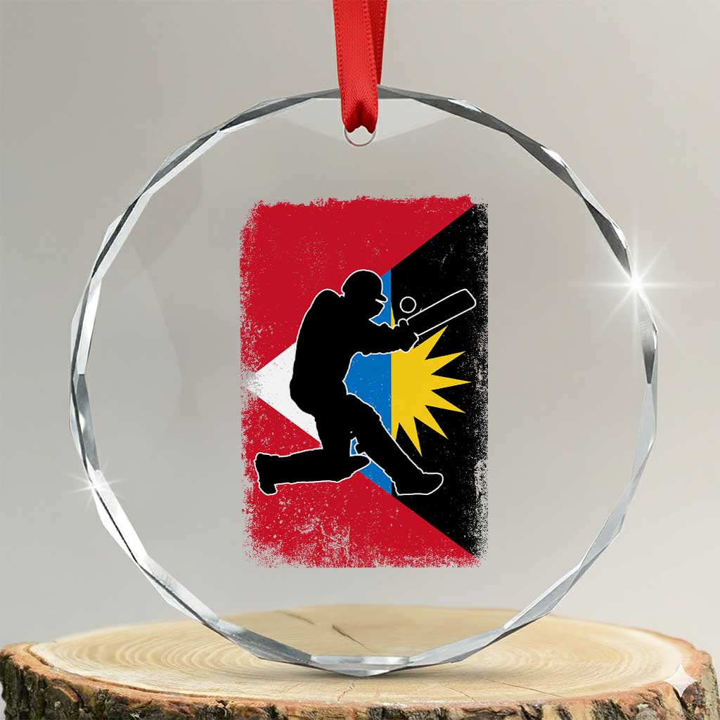 Antigua and Barbuda Cricket Crystal Glass Ornament Retro Vintage Sport Antiguan Flag West Indies Cricket Fan TS10 Transparent Glass 3'' Circle Print Your Wear