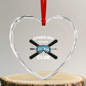 Apres Ski Club 2025 Heart Crystal Glass Ornament Skiing Winter Sport Mountain TS11 Transparent Glass 3'' Heart Print Your Wear