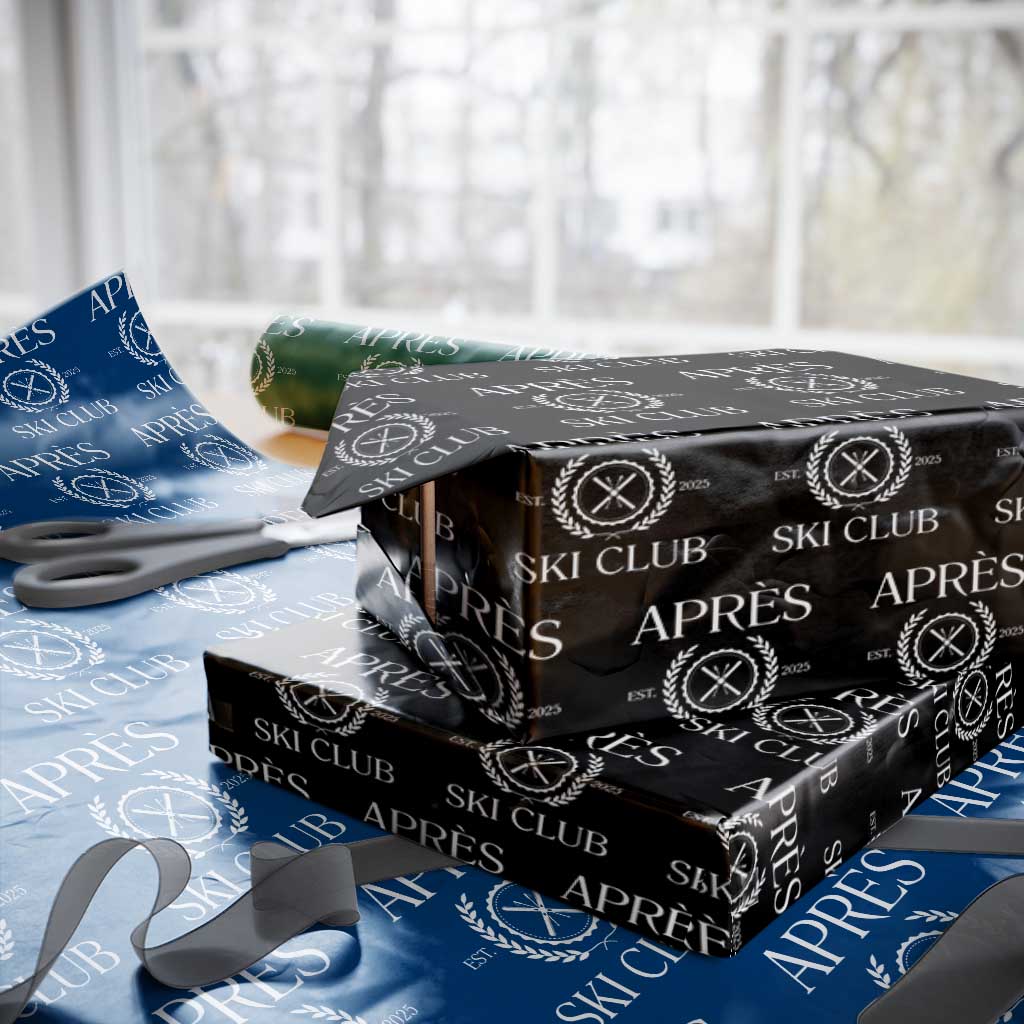 Apres Ski Club 2025 Wrapping Paper Roll Winter Vacation Drinking Party TS11 Black Print Your Wear