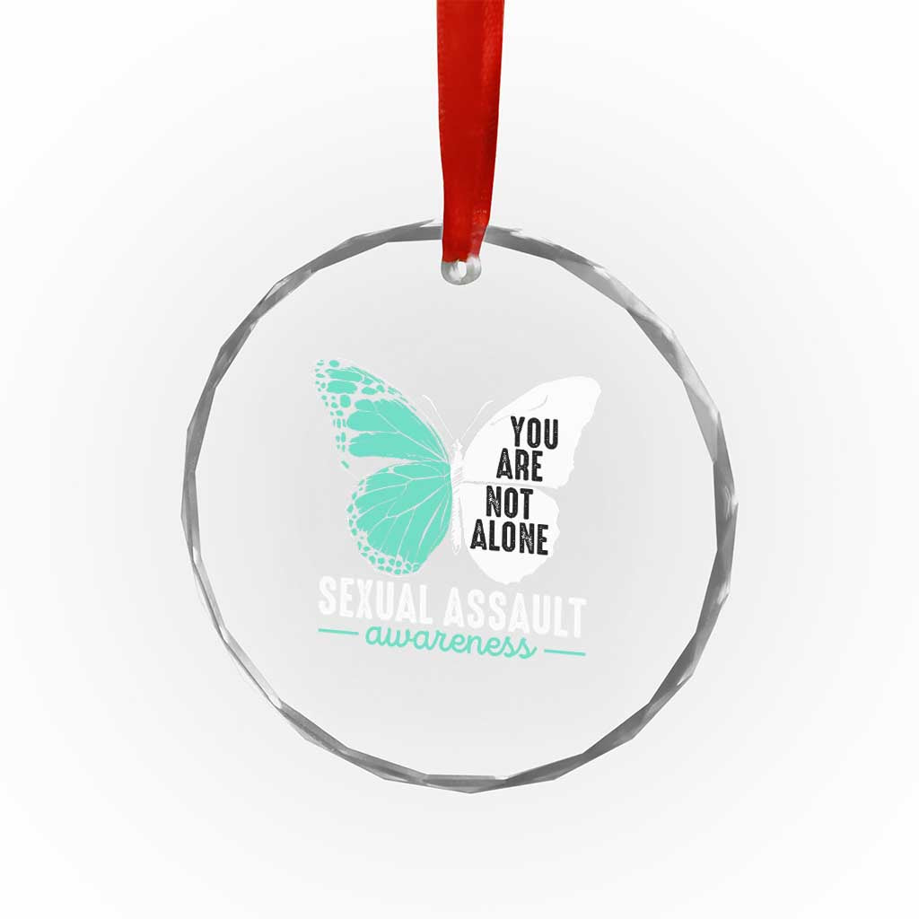 April Sexual Assault Awareness Crystal Glass Ornament Teal Ribbon Flower TS14 Print Your Wear