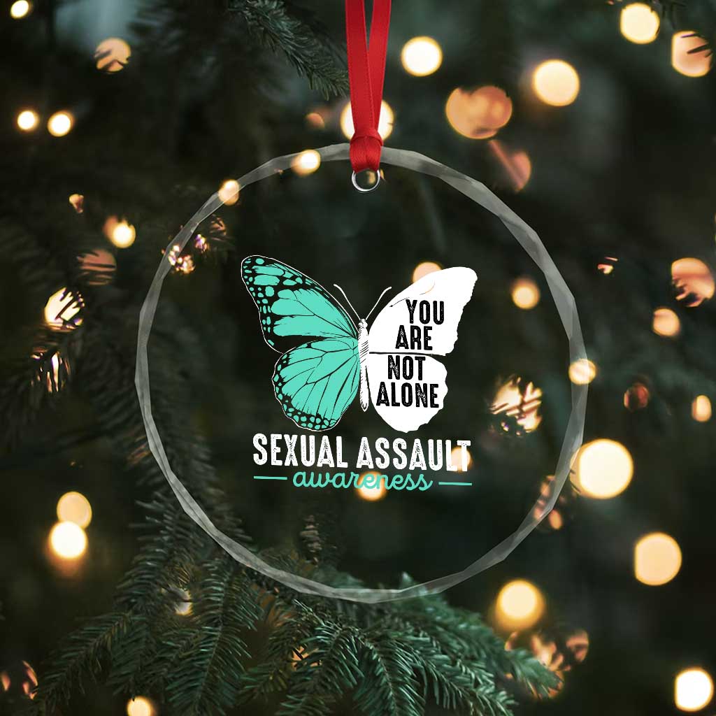 April Sexual Assault Awareness Crystal Glass Ornament Teal Ribbon Flower TS14 Print Your Wear