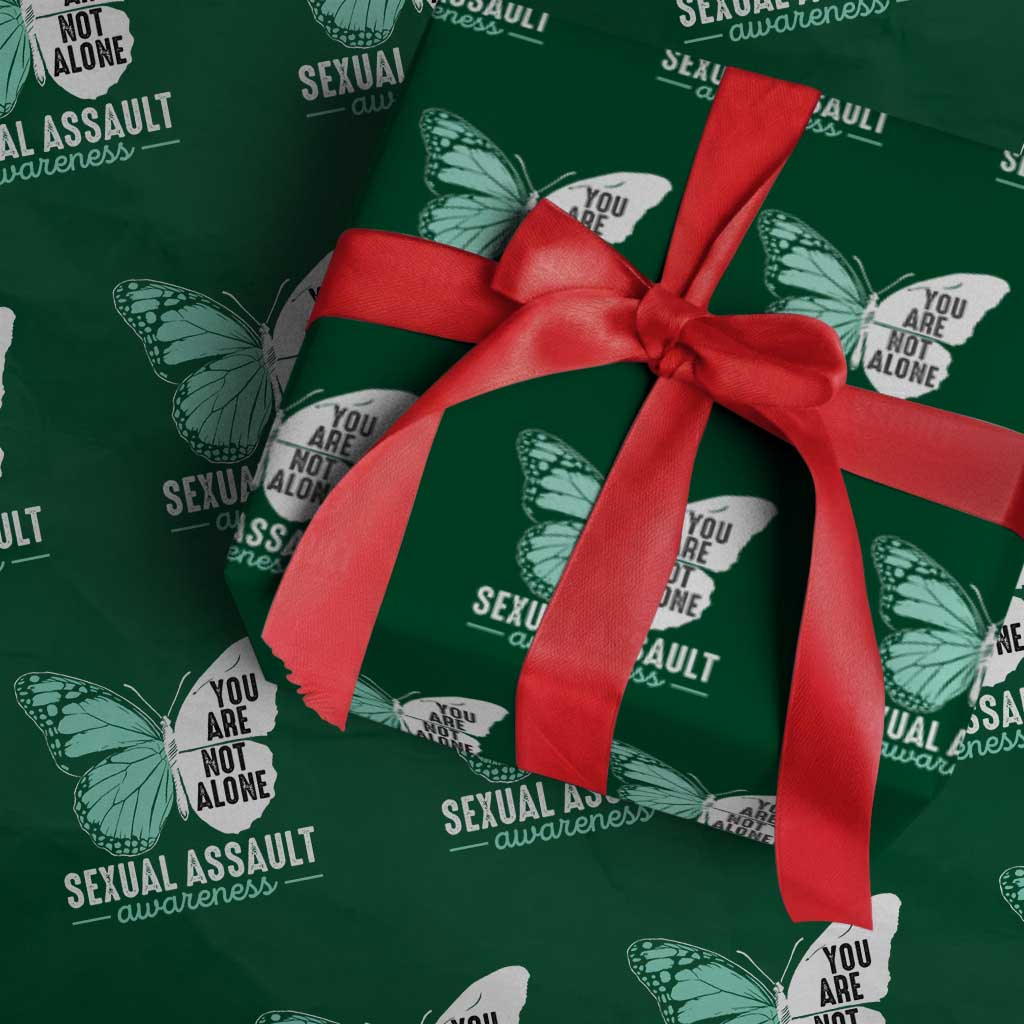 April Sexual Assault Awareness Wrapping Paper Roll Teal Ribbon Flower TS14 Green Print Your Wear