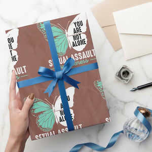 April Sexual Assault Awareness Wrapping Paper Roll Teal Ribbon Flower TS14 Mocha Print Your Wear