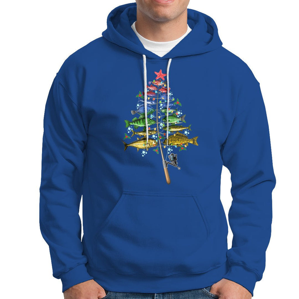 Aquatic Christmas Tree Fisherman Colorful Fish Hoodie TS09 Royal Blue Printyourwear