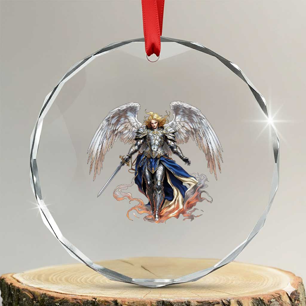Archangel Saint Michael Warrior Crystal Glass Ornament Catholic Protection Gift TS12 Transparent Glass 3'' Circle Print Your Wear