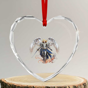 Archangel Saint Michael Warrior Heart Crystal Glass Ornament Catholic Protection Gift TS12 Transparent Glass 3'' Heart Print Your Wear