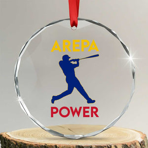 Arepa Power Baseball Batter Silhouette Crystal Glass Ornament Venezuelan Pride Beisbol for Baseball Fans TS02 Transparent Glass 3'' Circle Print Your Wear