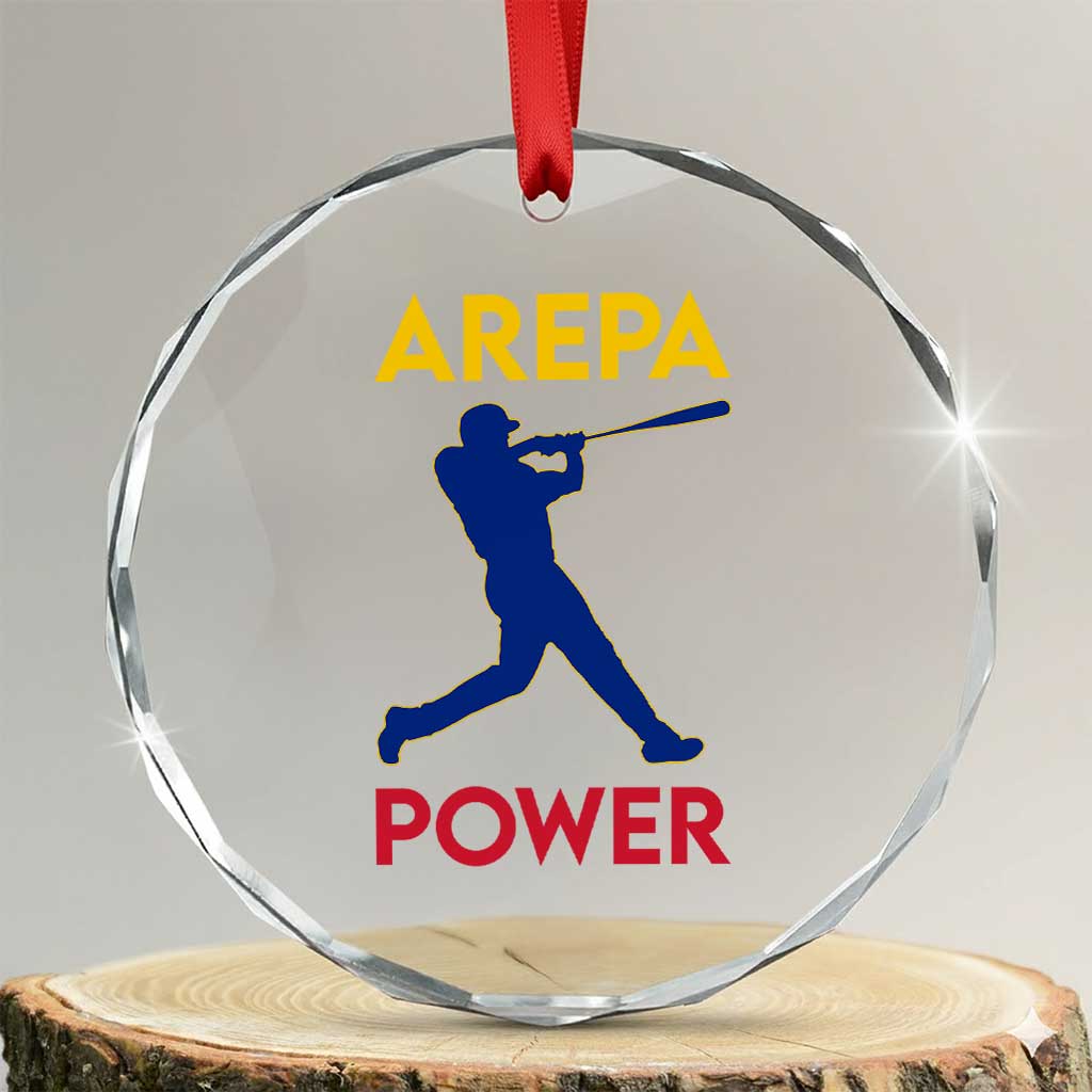Arepa Power Baseball Batter Silhouette Crystal Glass Ornament Venezuelan Pride Beisbol for Baseball Fans TS02 Transparent Glass 3'' Circle Print Your Wear