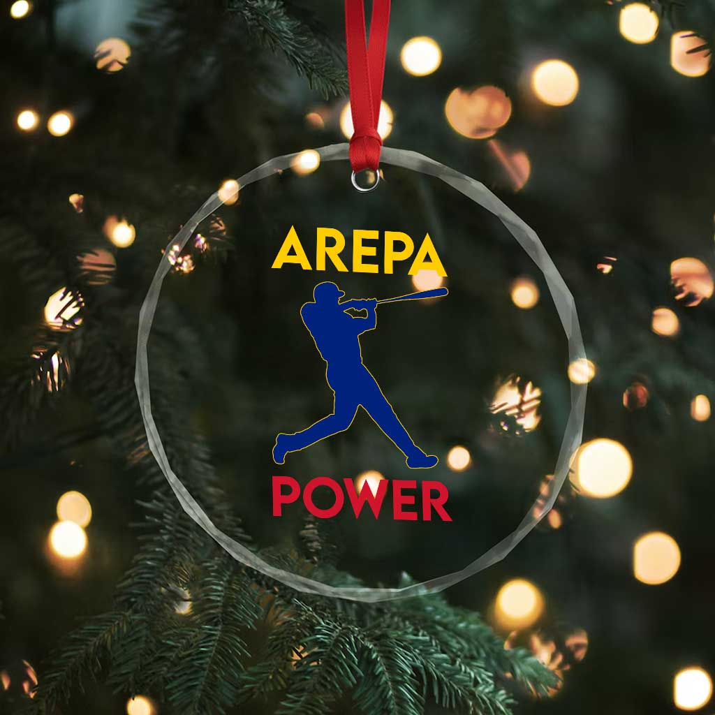 Arepa Power Baseball Batter Silhouette Crystal Glass Ornament Venezuelan Pride Beisbol for Baseball Fans TS02 Print Your Wear